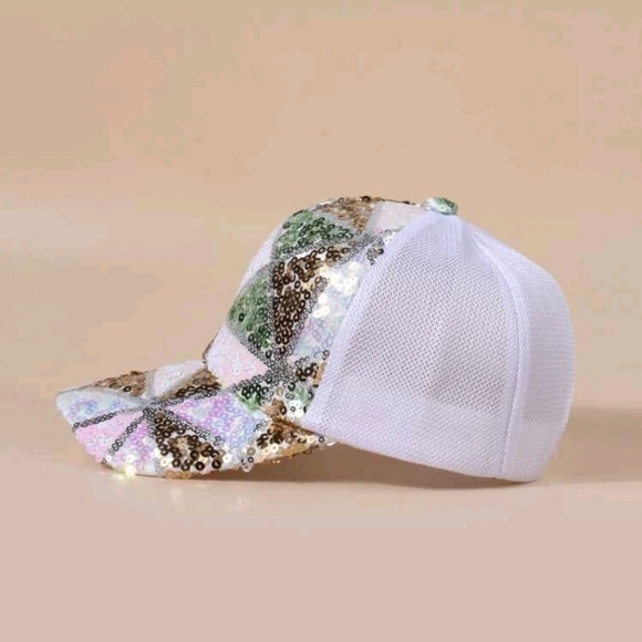 🔹️WHITE  Glitter🔹️ mesh trucker baseball cap ✨️🤎 - Picture 4 of 5
